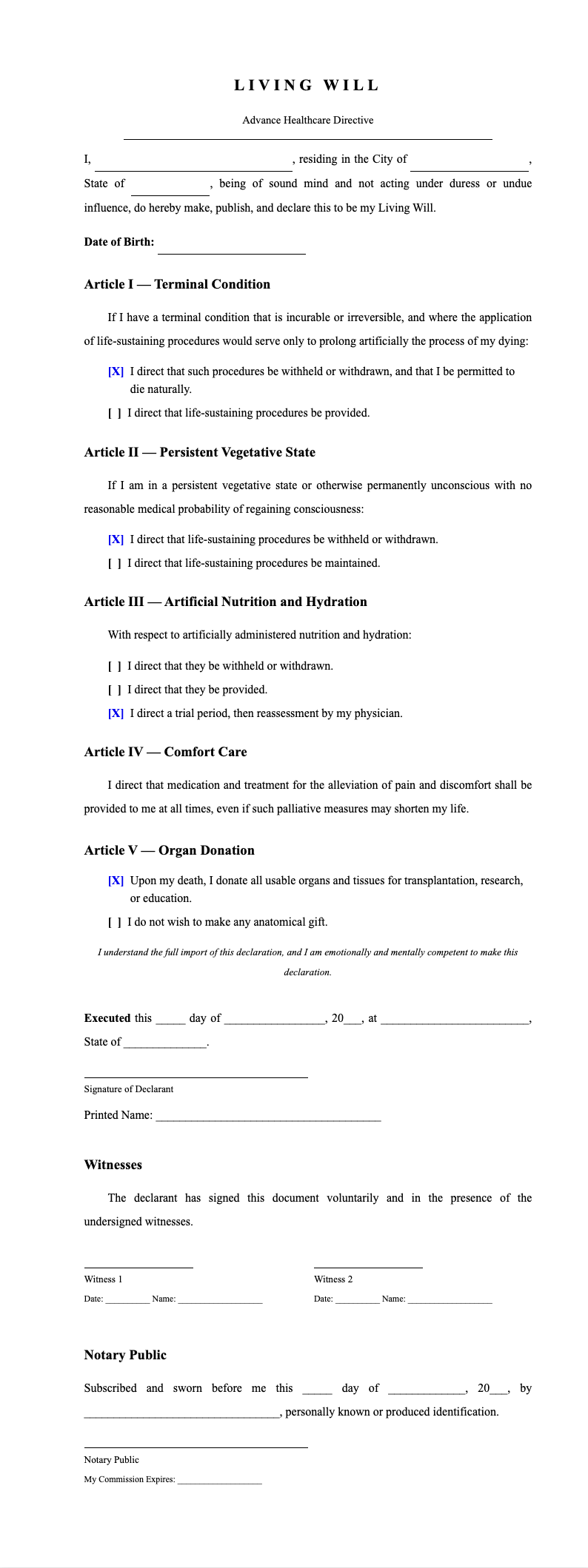 Academic Thesis living will
